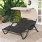 Costway Outdoor Double Chaise Lounge Chair with Sunshade Canopy & Headrest Pillows
